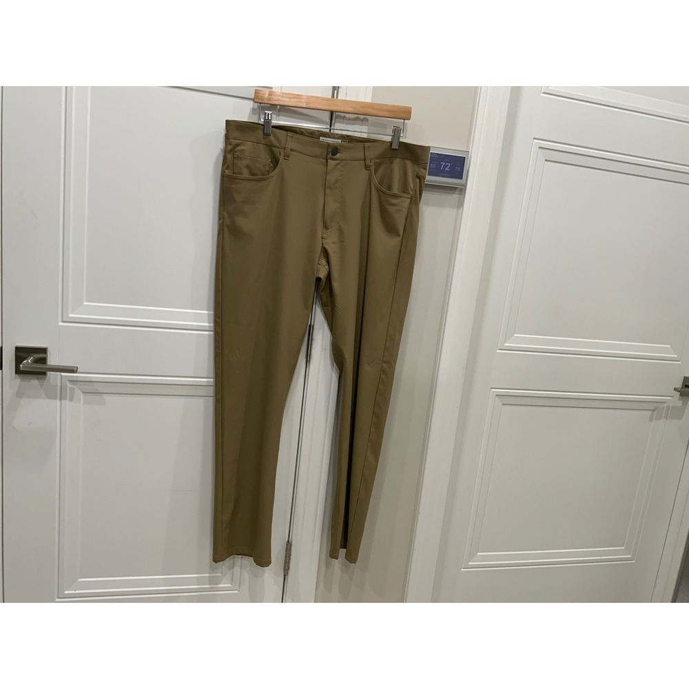Hart Schaffner Marx Mens 38x32 Performance 5-Pocket Pants Khaki Tan Polyester